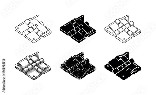 safe hinges, arranged as a clean  Variant 1: clean thin outline, no fill, rounded joins, even stroke.