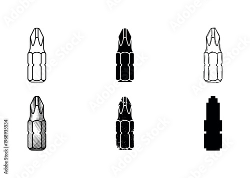screwdriver bit, arranged as a clean  Variant 1: clean thin outline, no fill, rounded joins, even stroke.