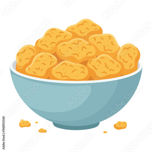 bowl of golden cornflakes cereal breakfast flat design vector illustration