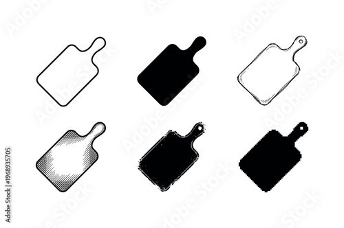 serving board surface, arranged as a clean  Variant 1: clean thin outline, no fill, rounded joins, even