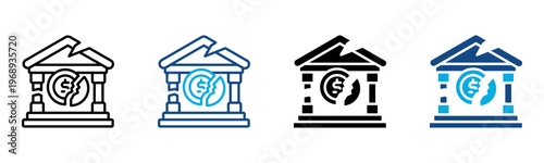 Bankruptcy Icon Multiple Style Vector Illustration