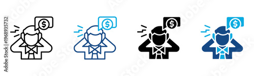 Financial Stress Icon Multiple Style Vector Illustration