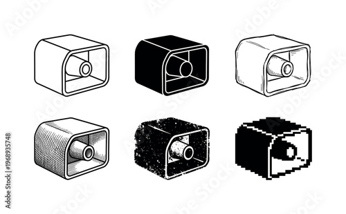 siren housing, arranged as a clean  Variant 1: clean thin outline, no fill, rounded joins, even stroke.