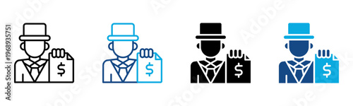 Debt Collector Icon Multiple Style Vector Illustration