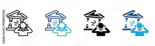 Bankruptcy Icon Multiple Style Vector Illustration