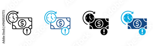 Late Payment Icon Multiple Style Vector Illustration