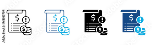 Overdue Bill Icon Multiple Style Vector Illustration