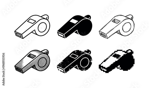 whistle, arranged as a clean  Variant 1: clean thin outline, no fill, rounded joins, even stroke. Variant