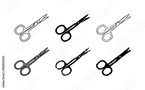 manicure scissors, arranged as a clean  Variant 1: clean thin outline, no fill, rounded joins, even stroke