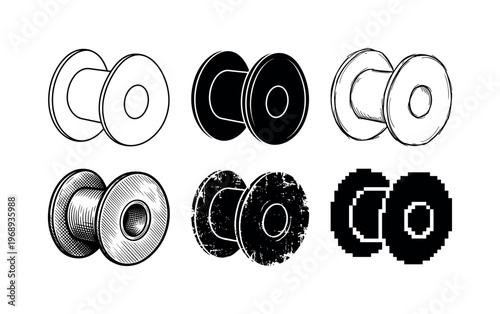 solder spool core, arranged as a clean  Variant 1: clean thin outline, no fill, rounded joins, even stroke