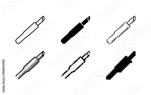 solder wire end, arranged as a clean  Variant 1: clean thin outline, no fill, rounded joins, even stroke.