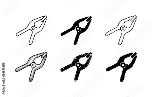 spring clamp, arranged as a clean  Variant 1: clean thin outline, no fill, rounded joins, even stroke.