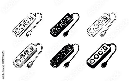 power strip, arranged as a clean  Variant 1: clean thin outline, no fill, rounded joins, even stroke.