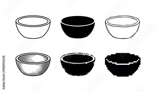 inner bowl container, arranged as a clean  Variant 1: clean thin outline, no fill, rounded joins, even