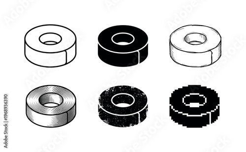roll of surgical tape, arranged as a clean  Variant 1: clean thin outline, no fill, rounded joins, even