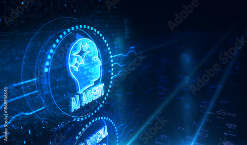 Artificial intelligence AI agent symbol digital concept 3d illustration
