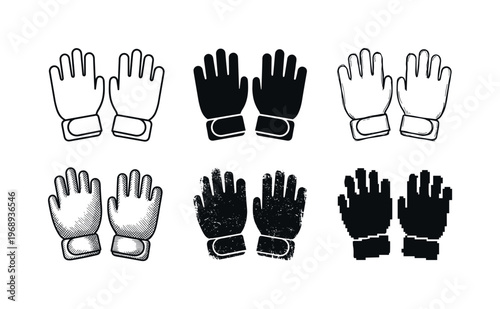 lightweight training gloves, arranged as a clean  Variant 1: clean thin outline, no fill, rounded joins,