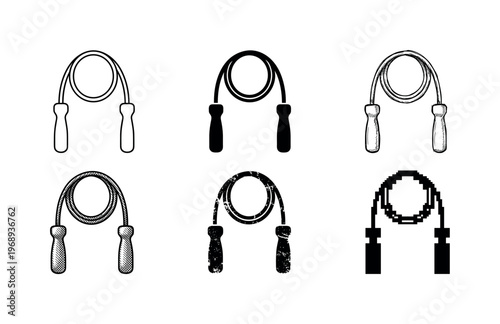 weighted jump rope, arranged as a clean  Variant 1: clean thin outline, no fill, rounded joins, even