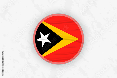 East Timor Flag Circular Sticker Design, National Pride Decal.