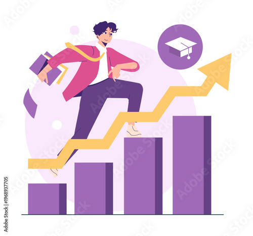 Education Success Concept with Graph Vector Illustration