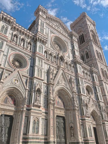 Bild auf Leinwand Florence Cathedral facade with intricate marble details, Santa Maria del Fiore D