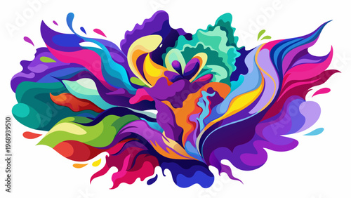 Abstract Purple Watercolor Vector Painting Brushstrokes Drips Multicolor Art White Background Design