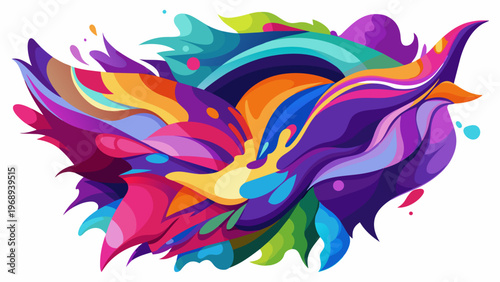 Multicolor Watercolor Abstract Vector Purple Brushstrokes Drips Artistic Design Clean Background