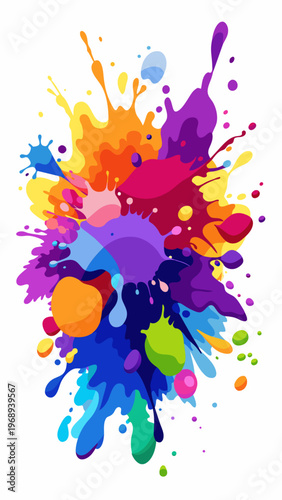 Multicolor Purple Abstract Vector Watercolor Brushstrokes Paint Drips Art White Background Design