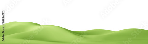 3d green hills on abstract cartoon background. 3d spring landscape green mountain, field, meadow, tree. Park scene. Nature podium isolated. Childish cartoon vector illustration