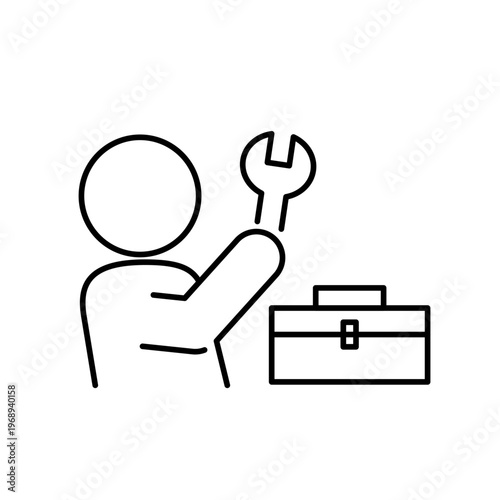 工具を使っている人の線画アイコン