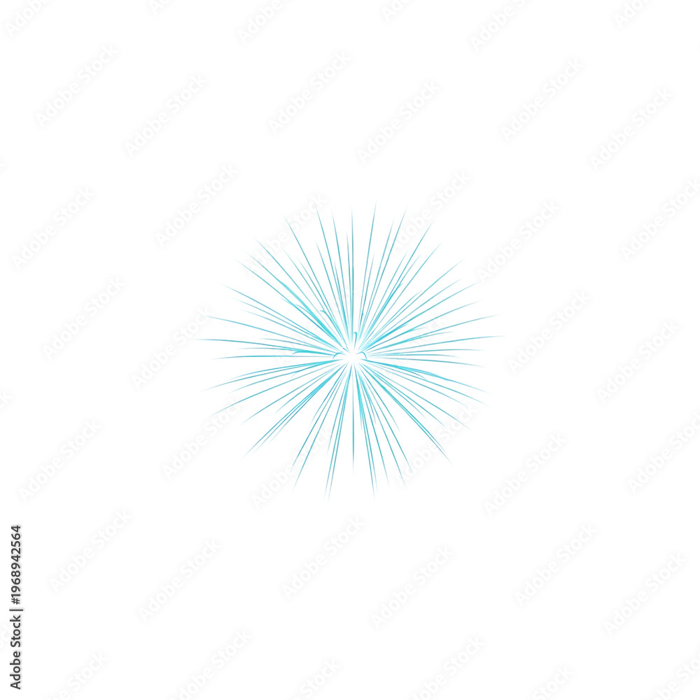 Fototapeta premium Abstract blue light burst or firework effect isolated on transparent background