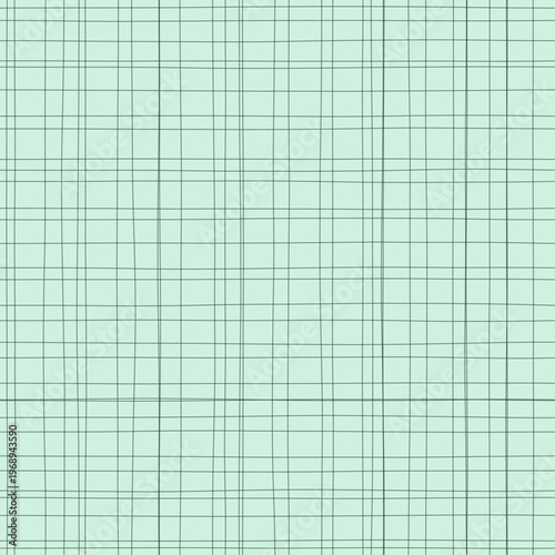 Dark green pen strokes on mint forming loose woven gauze grid. Seamless soft mint hand drawn crosshatch texture. Organic freehand pen background perfect for craft branding and spring packaging.