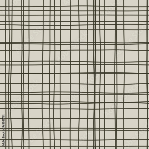 Dense strokes on natural sisal forming loose woven gauze grid. Seamless sisal tan hand drawn crosshatch texture. Organic freehand pen background perfect for eco packaging and rustic interiors.