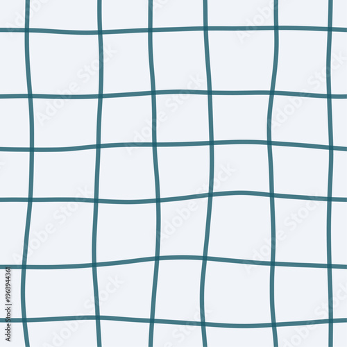 Deep teal pen strokes on pale blue forming loose woven gauze grid. Seamless ocean teal hand drawn crosshatch texture. Organic freehand background for coastal packaging and aquatic interiors.
