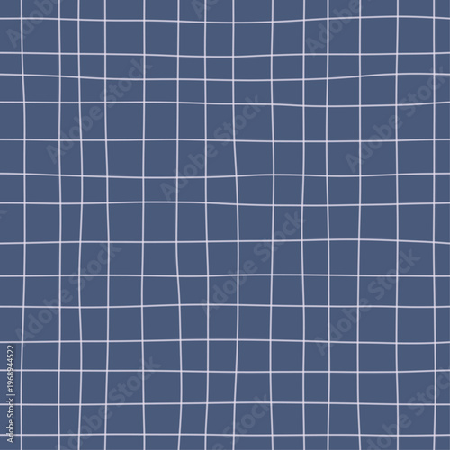 Pale lines on cool blue slate forming loose woven gauze grid pattern. Seamless blue slate hand drawn crosshatch texture. Organic freehand background for architectural stationery and stone textiles.