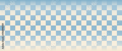 Marble checkerboard background blue with gradient frame in hippie 70s style diner pattern