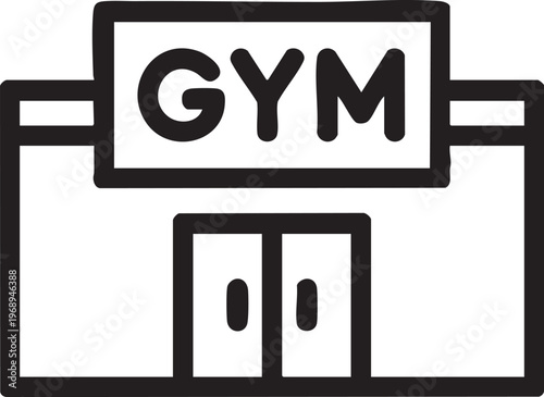 Gym Building Icon Fitness Center Exterior Sport Facility Simple Silhouette Illustration