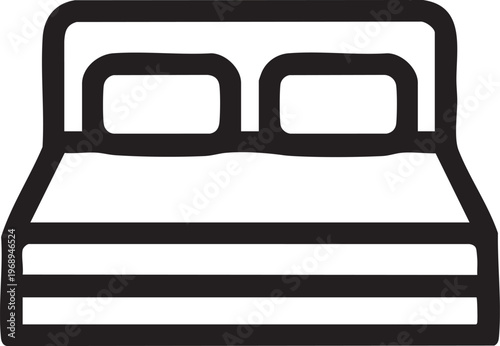 Double Bed Icon Bedroom Furniture Sleeping Comfort Interior Simple Silhouette Illustration