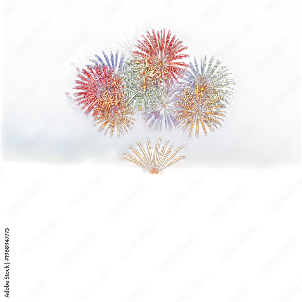 Obraz premium Colorful fireworks display isolated on transparent background