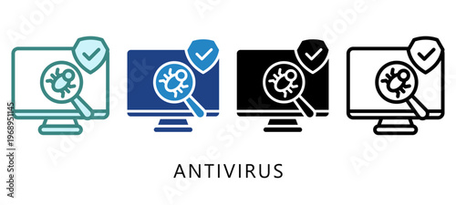 Antivirus Multi Style Icon. Mini Illustration For Modern Concept, Ui, Ux Web And App Development. Related To Cyber Security, Data Protection.