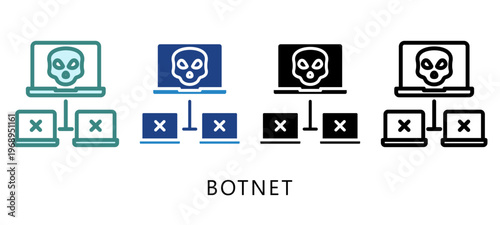 Botnet Multi Style Icon. Mini Illustration For Modern Concept, Ui, Ux Web And App Development. Related To Cyber Security, Data Protection.