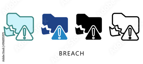 Breach Multi Style Icon. Mini Illustration For Modern Concept, Ui, Ux Web And App Development. Related To Cyber Security, Data Protection.