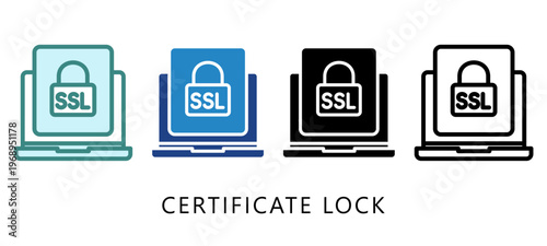 Certificate Lock Multi Style Icon. Mini Illustration For Modern Concept, Ui, Ux Web And App Development. Related To Cyber Security, Data Protection.