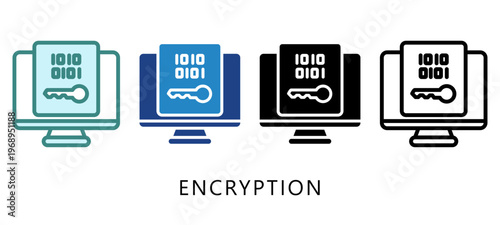 Encryption Multi Style Icon. Mini Illustration For Modern Concept, Ui, Ux Web And App Development. Related To Cyber Security, Data Protection.