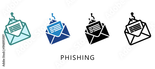 Phishing Multi Style Icon. Mini Illustration For Modern Concept, Ui, Ux Web And App Development. Related To Cyber Security, Data Protection.