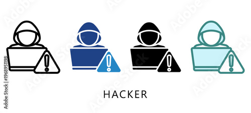 Hacker Multi Style Icon. Mini Illustration For Modern Concept, Ui, Ux Web And App Development. Related To Cyber Security, Data Protection.