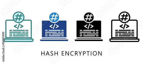 Hash Encryption Multi Style Icon. Mini Illustration For Modern Concept, Ui, Ux Web And App Development. Related To Cyber Security, Data Protection.