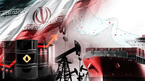 Fotografie Oil Export Crisis and Rising Global Energy Prices with Trade Disruption in the Strait of Hormuz
