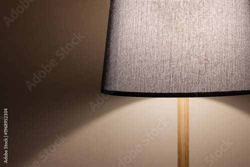 Minimalist photo of interior items. Close-up of a table lamp. Room lighting