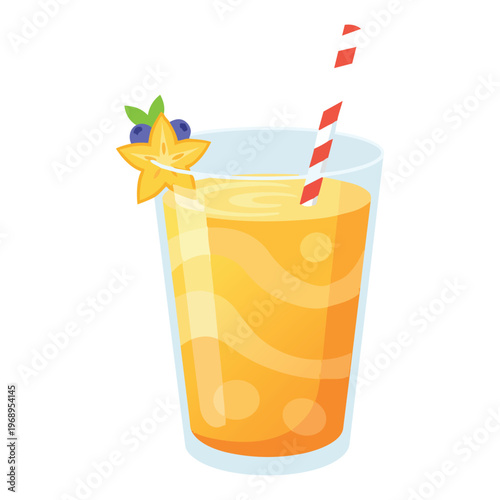 refreshing orange and blueberry smoothie in plastic cup vector illustration